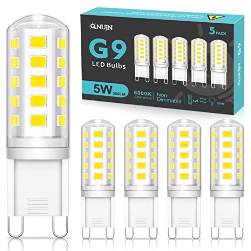QNUJN G9 Led Bulbs Cool White, 5W, 500LM, 6000K, Equivalent to 50W Halogen