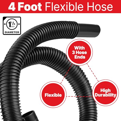 Image of Shop-Vac 9056400 Vacuum Hose Kit, 4 Ft x 1-1 /4 Inch with 3 Adapters
