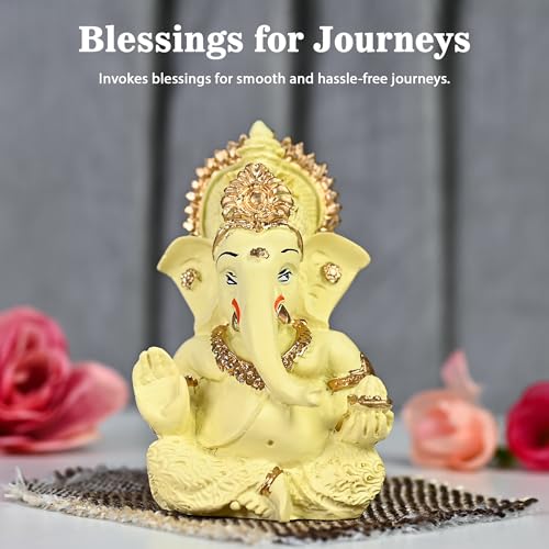 Image of ZAICUS Small Ganesha Idol for Car Dashboar, Handcrafted Ganesha Statue for Car, Home, Office - Symbol of Good Luck, Prosperity, and Blessings for Loved Ones and Spiritual Dcor