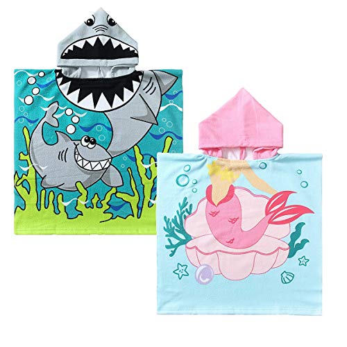 NovForth Kids Beach Towel for Boys Girls, Hooded Bath Towel Wrap, Toddler Pool Towel with Hood