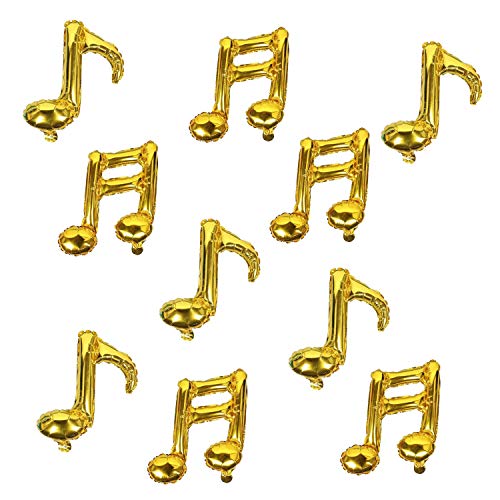 10 Pcs Music Note Gold Balloons Foil Balloons Mylar Balloons Happy Birthday Balloons Banner Music Balloons Use for Birthday,Birthday Party,Baby Shower,Outdoor Party, Home Party, Celebrations