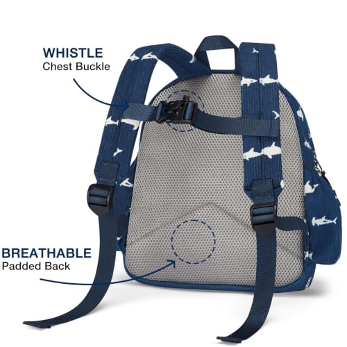 Image of STEAMEDBUN Corduroy Toddler Backpack for Girls 2-4: Kids backpack for Boys Girls - 12 inch Preschool Kindergarten Backpacks - Blue Shark