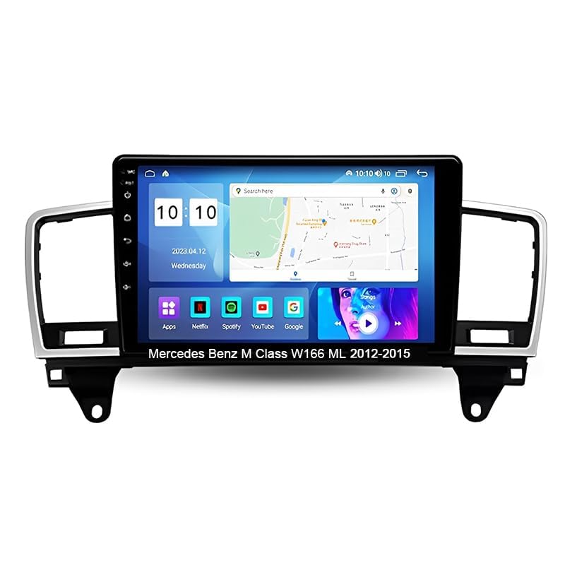 Autos Sistema De Navegación para Benz M Class W166 ML 2012-2015 9 Inch,Pantalla Grande Android con Control Central GPS Y Radio Bluetooth Integrada,8 Core 4G+WiFi 12G+256G