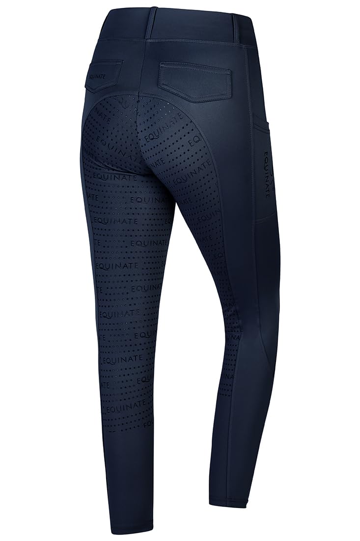 Equinate Damen Reitleggings Myla - Bequeme Reithose mit Vollbesatz Grip Handytasche und Gürtelschlaufen - atmungsaktiv elastisch rutschfest