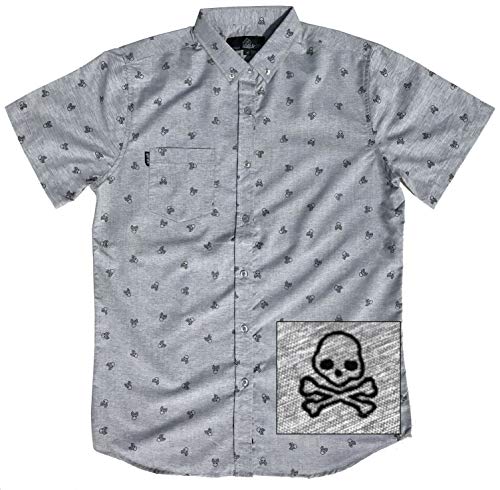 M MOLOKAI SURF Official Molokai Button up Slim Fit Hawaiian Short Sleeve Shirts (Skulls and Bones, Large)