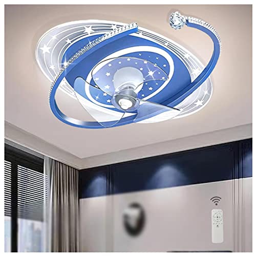 VVLXRIC Ventilafor De Techo Con Luz ， 3 Colores Y 6 Velocidades App Reversible Ventilador Lampara Led Con Ventilador ， Adecuado Para Estudio Moderno Y Comedor,Blue
