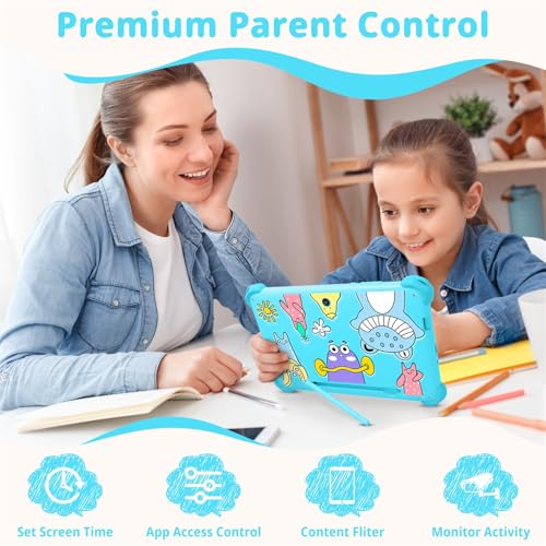Image of Kids Tablet 7 inch Tablets for Kids, 32GB Android Toddler Tablet with Case Included, WiFi, Bluetooth, IPS Screen, Parental Control, GMS Educational Children's Learning Tablets for Boys Girls (Blue)