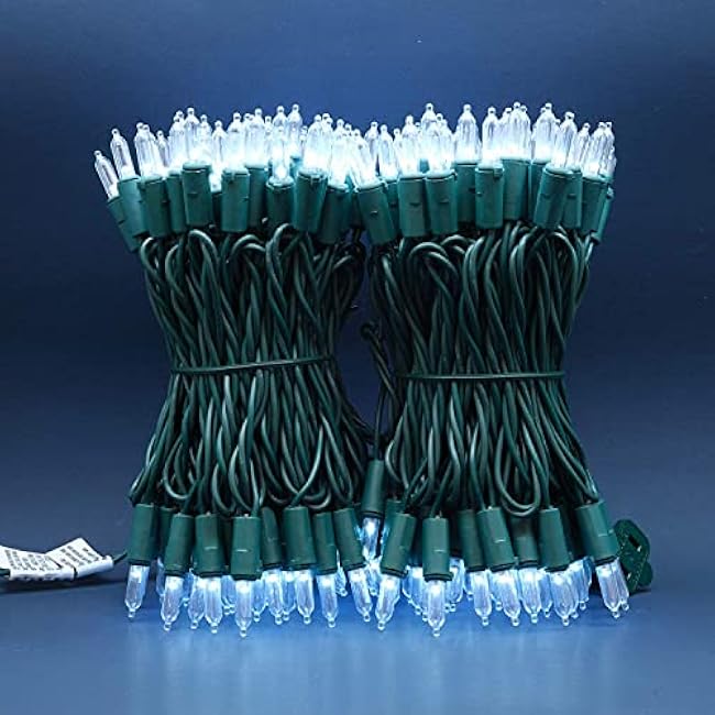 200 Count Cool White LED Christmas Lights, 66 ft Green Wire UL Certified Commercial Grade LED Holiday String Light Set (Cool White)