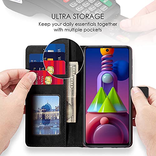 Image of WOW IMAGINE Shock Proof Flip Case Back Cover for Samsung Galaxy A52 5G | A52s 5G | A52 4G (Flexible | Leather Finish | Card Pockets Wallet & Stand | Black)
