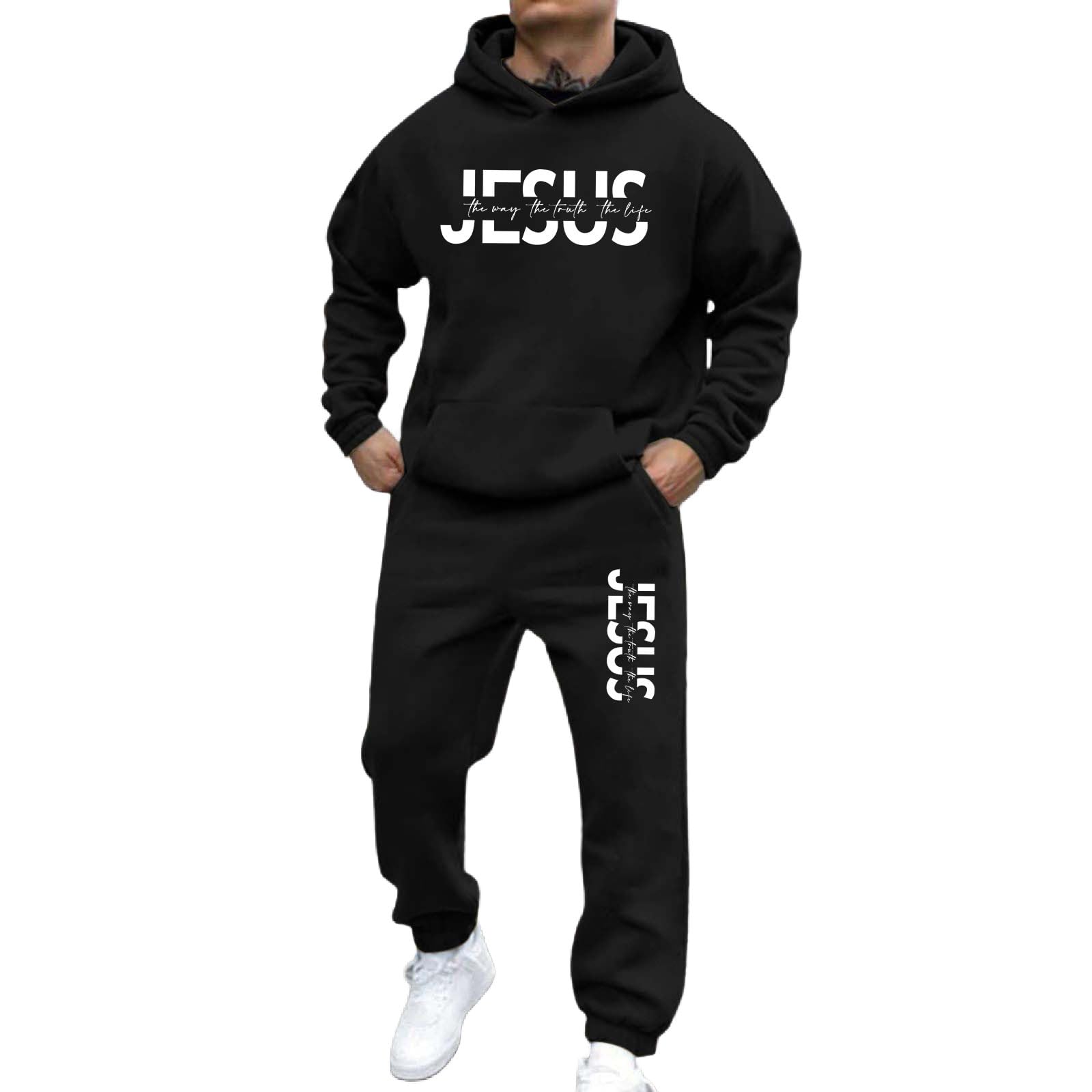 WWricotta Felpa uomo casual con stampa lettere, vestibilità ampia, jogger coordinato, autunno inverno, look quotidiano/A