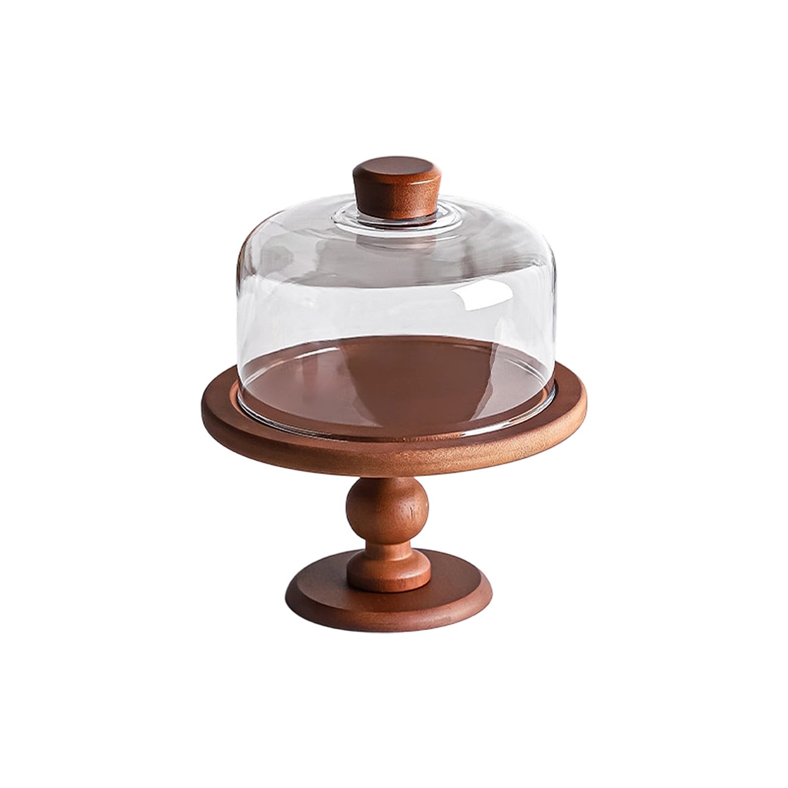 Glass Dome Serving Stand for Cakes and Pastries, Wood Pedestal Display Tray for Dessert Tables, Fruit Service, and Hosts Glass Cake Stand Dome Dessert Display Wood Pedestal Serving Tray Covered Pastry