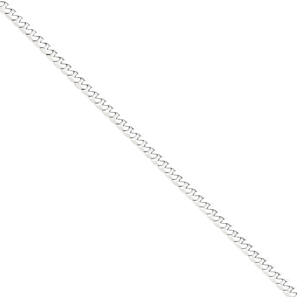 IceCarats 14K Solid White Gold 6.25mm Curb Link Chain Bracelet - Image 5