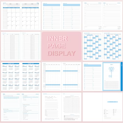 2026 Diary A5 Page a Day,Diary 2026 Day Per Page,Academic Diaries a5 from Jan 2026 to Dec 2026 Daily Planner,Hardcover Organizer with Pen,Monthly Tabs, Inner Pocket,Stickers (Pink) - Image 4