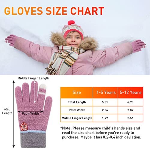 Image of Winter Gloves for Toddler Kids - 3 Pairs Boys Girls Soft Warm Wool Lined Gloves Full Finger Children Knit Gloves