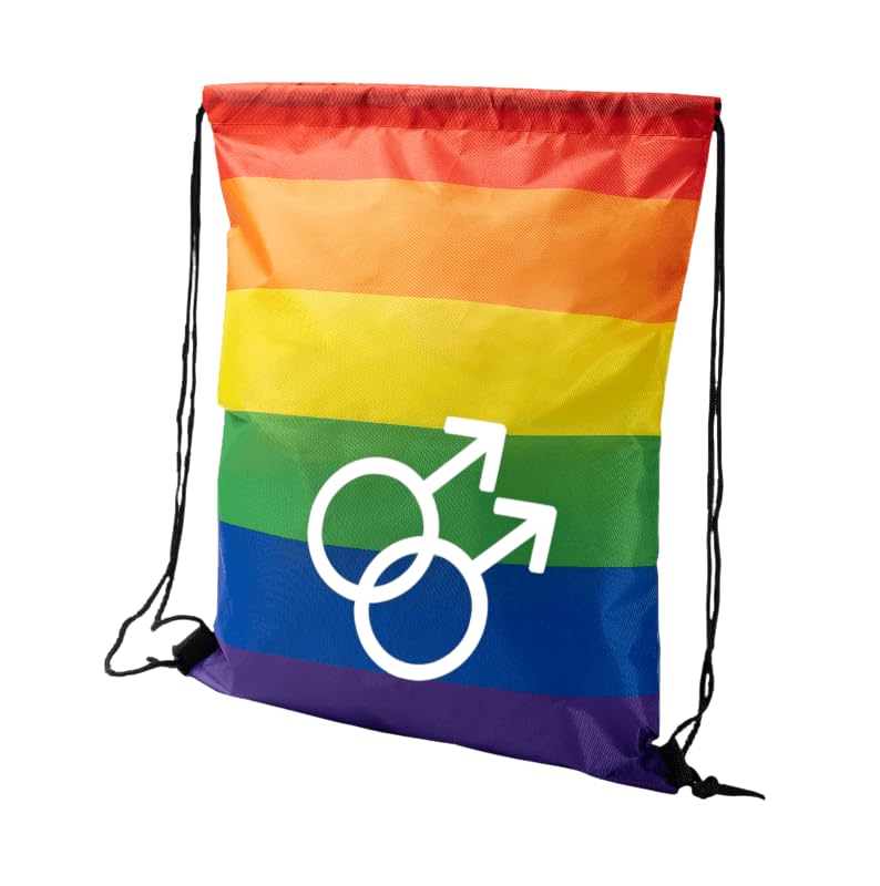 rainUP Mochila Orgullo Gay Bolsa Bandera LGTBI. Poliéster, Reutilizable y Resistente, Ideal para Gym Compras, Playa, Bolso uso diario Mochila viaje cabina avión LGBT.Doble símbolo marte