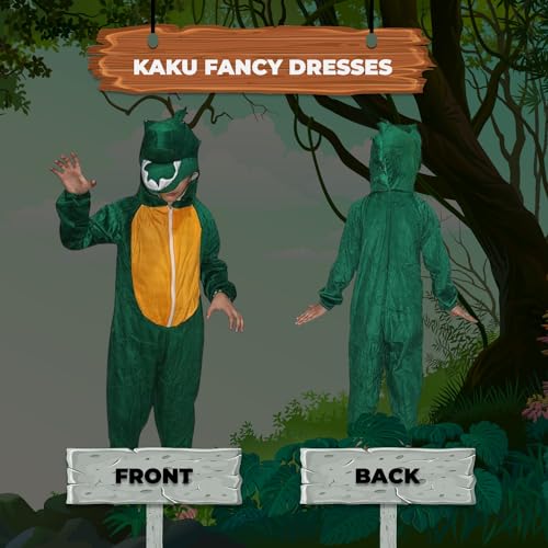 Image of Kaku Fancy Dresses Dinosaur Wild Animal Costume for Kids - Green, 3-4 Years | Animal Fancy Dress for Boys & Girls