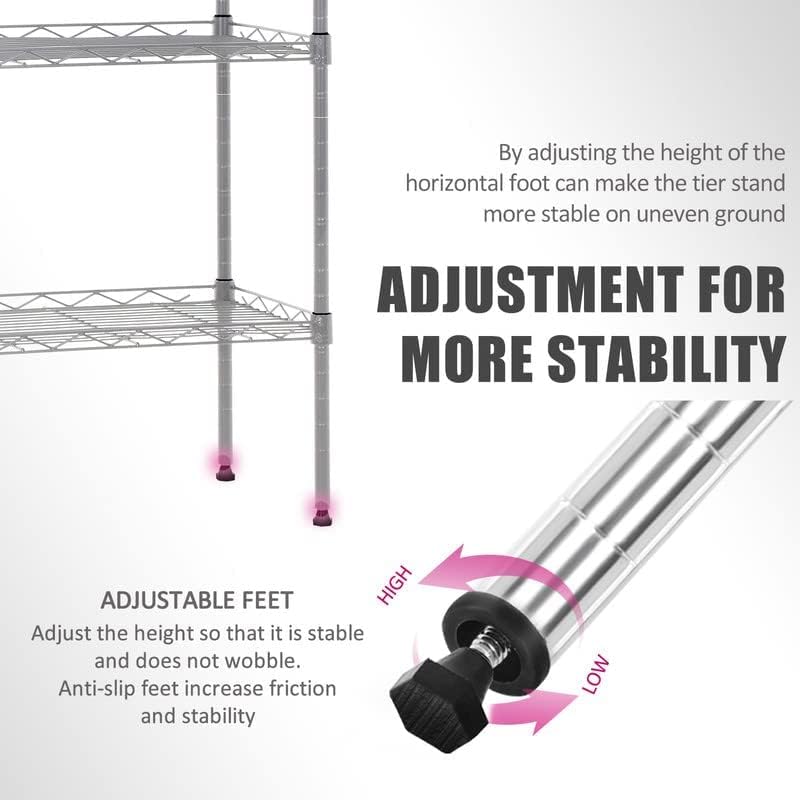 Actask 6-Shelf Shelving Unit with Height Adjustable Shelves and Adjustable Levelling Feet, Free Standing Shelves units for Storage with 6 Tier Wire Metal Rack - 600LBS (272KG) Max Weight, Chrome