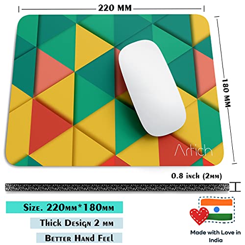 Image of Artich Designer Gaming Mouse Pad for Office Laptop /Computer with Super Soft Non-Slip Rubber Base and Lycra Cloth Surface for Silky Touch Rectangle (Tropical Triangle Marble Abstract)