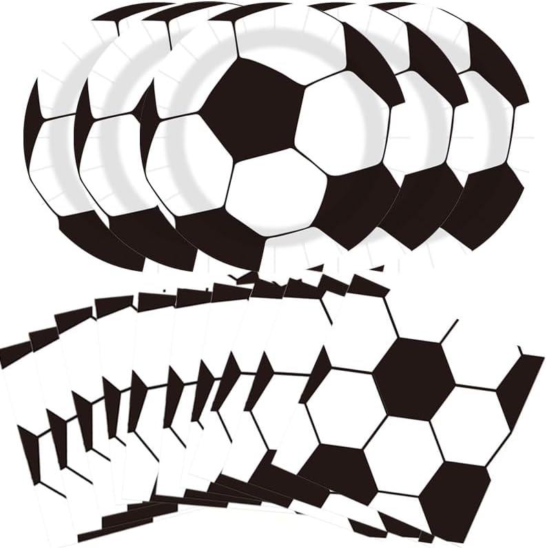 Soccer Party Tableware Sets Disposable Tableware Includes Paper tray, Napkin, meal Plate,Birthday Party Decorations Girl and Boy Birthday Party Favor Supplies (Soccer)