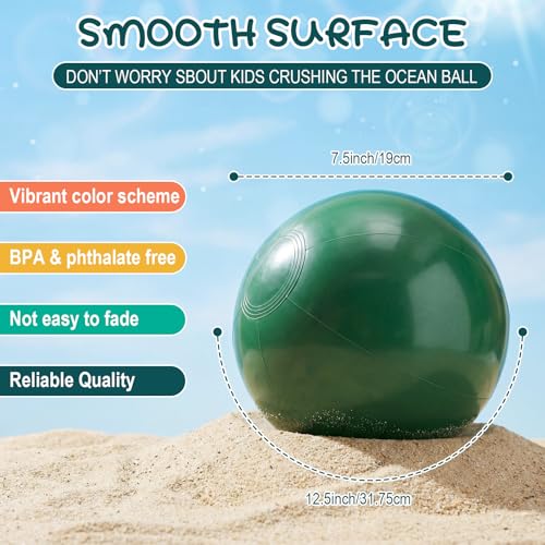 Realspring 24 Pcs Inflatable Beach Balls for Kids Bulk Pastel Solid Color Jumbo Beach Ball Swim Pool Floating Toys Baby Shower Birthday Summer Party Decor(Mainly Green, Yellow, Brown, White,12.5 Inch) - image 4