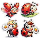 4PCs Cute Ladybug Waterproof Vinyl Stickers for Laptop Car Truck Bumper Motorcycle Wall Decal A-85