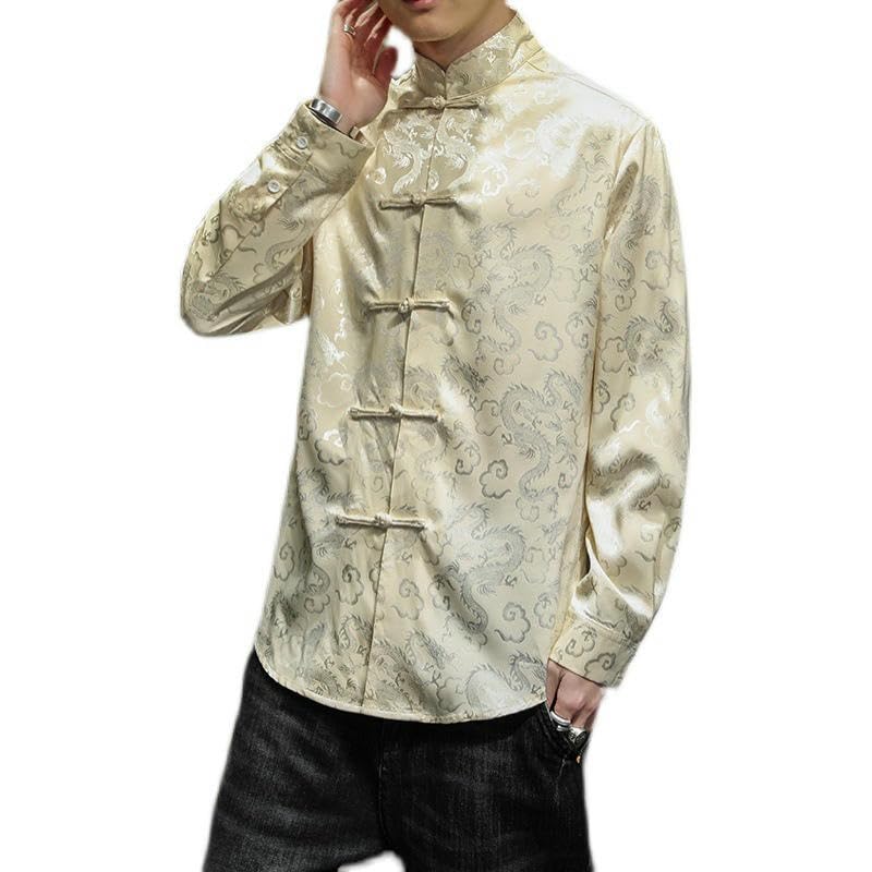 Chemise jacquard homme à manches longues et bouton grenouille - 4