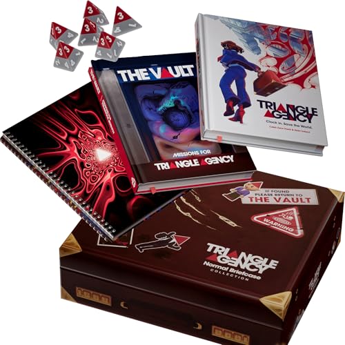 Image of Modiphius Entertainment: Triangle Agency: Normal Briefcase Collection - RPG Box Set, 3 Books & 6 Dice, Core Rules, Missions, Content, Roleplaying Game