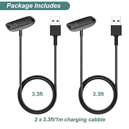 Miniatura 7 de Kissmart Cargador para Fitbit Inspire 2 Fitness Tracker, accesorio de cable de carga de repuesto para Fitbit Inspire 2 [2 unidades, 3.3 pies/3.3 ft]