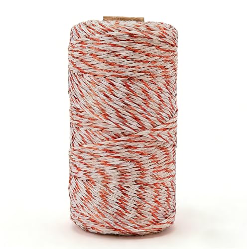 Electric Fence Wire 200m - 6 Strands Polywire Electric Fencing Wire Stainless Steel Conductor Line with Chuck Electric Fencing Rope for Horses Cattle Sheep Livestock & Crop Protection (Red 200m)