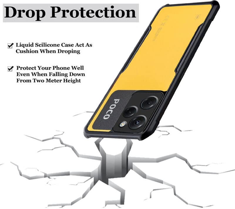 Image of A rtistque Clear Hard Transparent Acrylic Armor Anti-Drop Shockproof TPU Edge Back Cover Case for Poco X5 Pro - Black