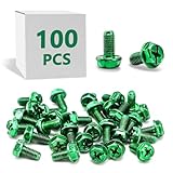 AOIGU 100 PCS Green Ground Screws for Electrical Box,10-32 x 3/8 Inch Combo Grounding Screw Hex Phillips Head for Junction Box and Electric Outlet
