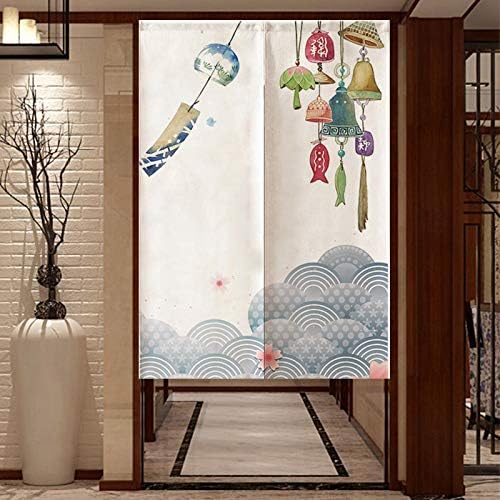 MYRU Wave Noren Japanese Curtain Noren Japanese Curtain Entrance (Wind Chimes,33 by 59 Inch)