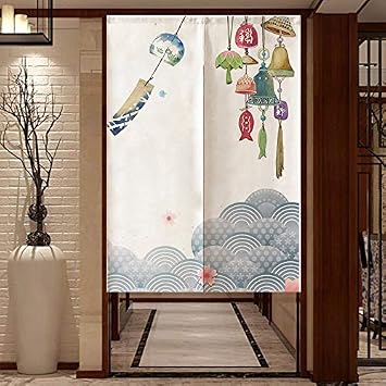 MYRU Wave Noren Japanese Curtain Noren Japanese Curtain Entrance Wind Chimes,33 by 59 Inch
