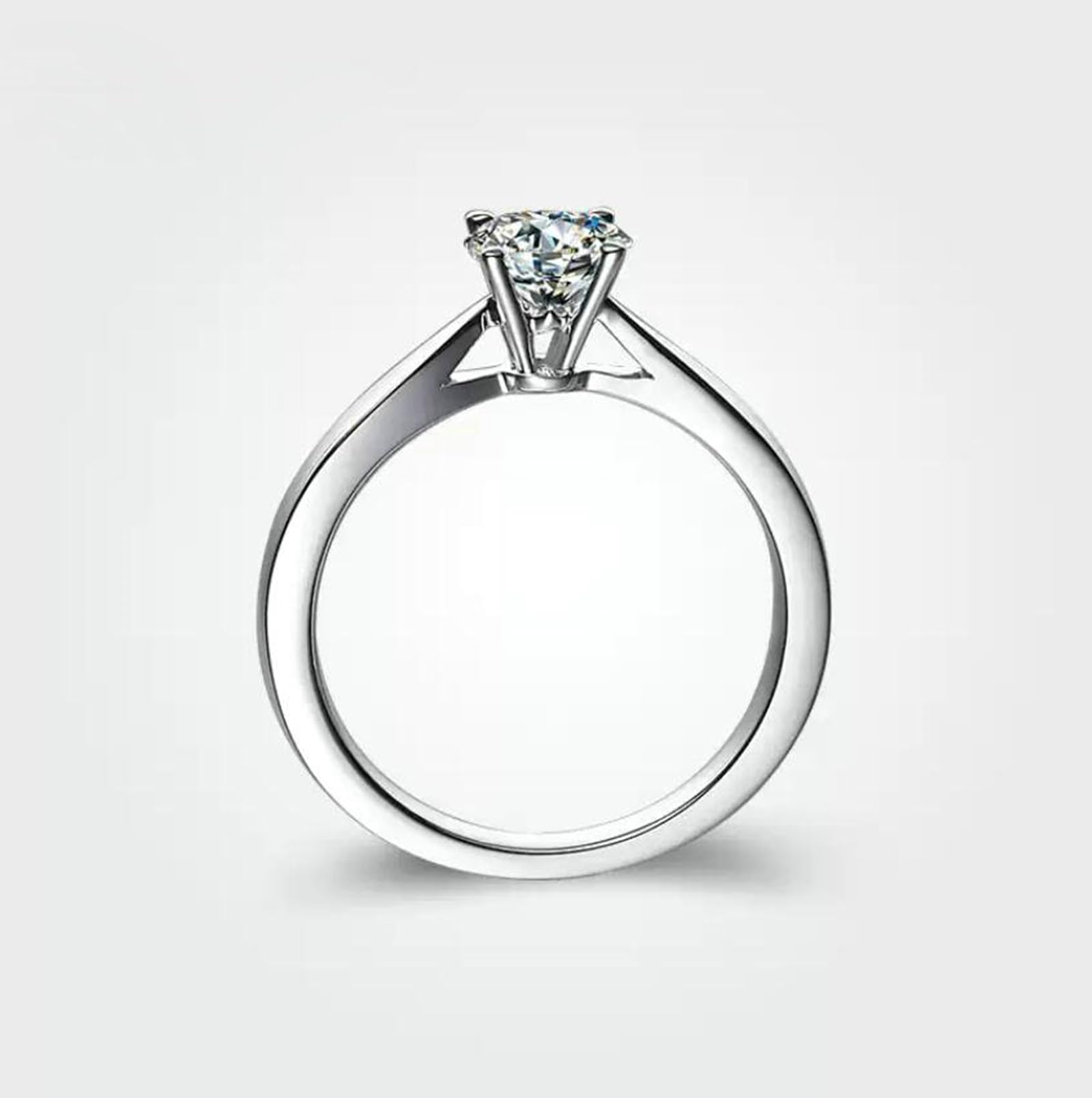 Anillos de compromiso de oro blanco, solitario de 0,5 quilates de diamante para mujer
