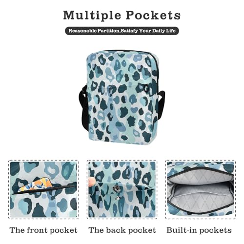 small messenger bag for women cross body bag for woman cross body purses for women Adjustable Strap for Travel Travel- Leopard Print Blue2
