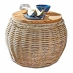 Loberon Beistelltisch Sartrouville Rattan & Teakholz