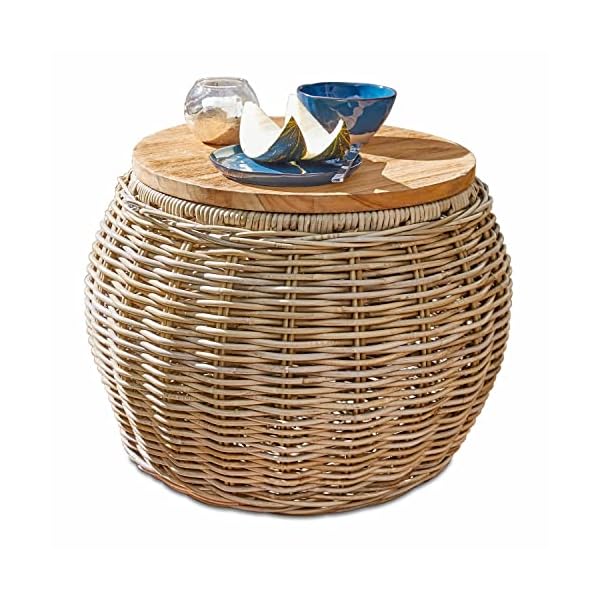 Loberon Beistelltisch Sartrouville Rattan & Teakholz