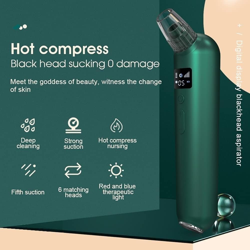 Aspiratore Punti Neri, Detergente Pori Del Viso - Kit Estrattore Elettrico Acne Comedo Ricaricabile USB con 5 Modalità di Funzione Regolabili e 5 Sonde di Ricambio for la Cura della Pelle Displ