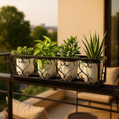 Image of Niyara || Metal Planter Stand || Plant Stand for Pots|| Outdoor Plant Stand (Black, Set of 1, 20 Inches)