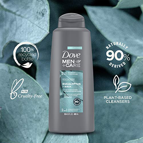 Dove Men + Care 2 In 1 Shampoo And Conditioner For Healthy-Looking Hair Eucalyptus + Birch Naturally Derived Plant Based Cleansers, 20.4 Oz #TOP5