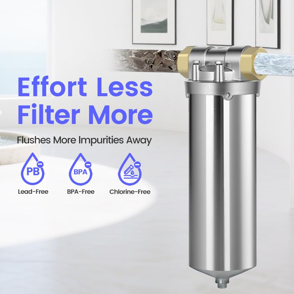 NSF - Carcasa de filtro de acero inoxidable para cartucho de filtro, carcasa de filtro de agua para purificación de agua de acero inoxidable 304 (carcasa C de 10 pulgadas, 3/4 NPT)
