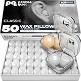 PQ Wax Ear Plugs for Sleeping, Swimming - 50 Noise Cancelling Silicone Gel Wax Earplugs, Ear Protection for Sleep and Swim, Soft Wax Pillows with Sound Blocking Level 32Db, (50 Pillows), Color: White