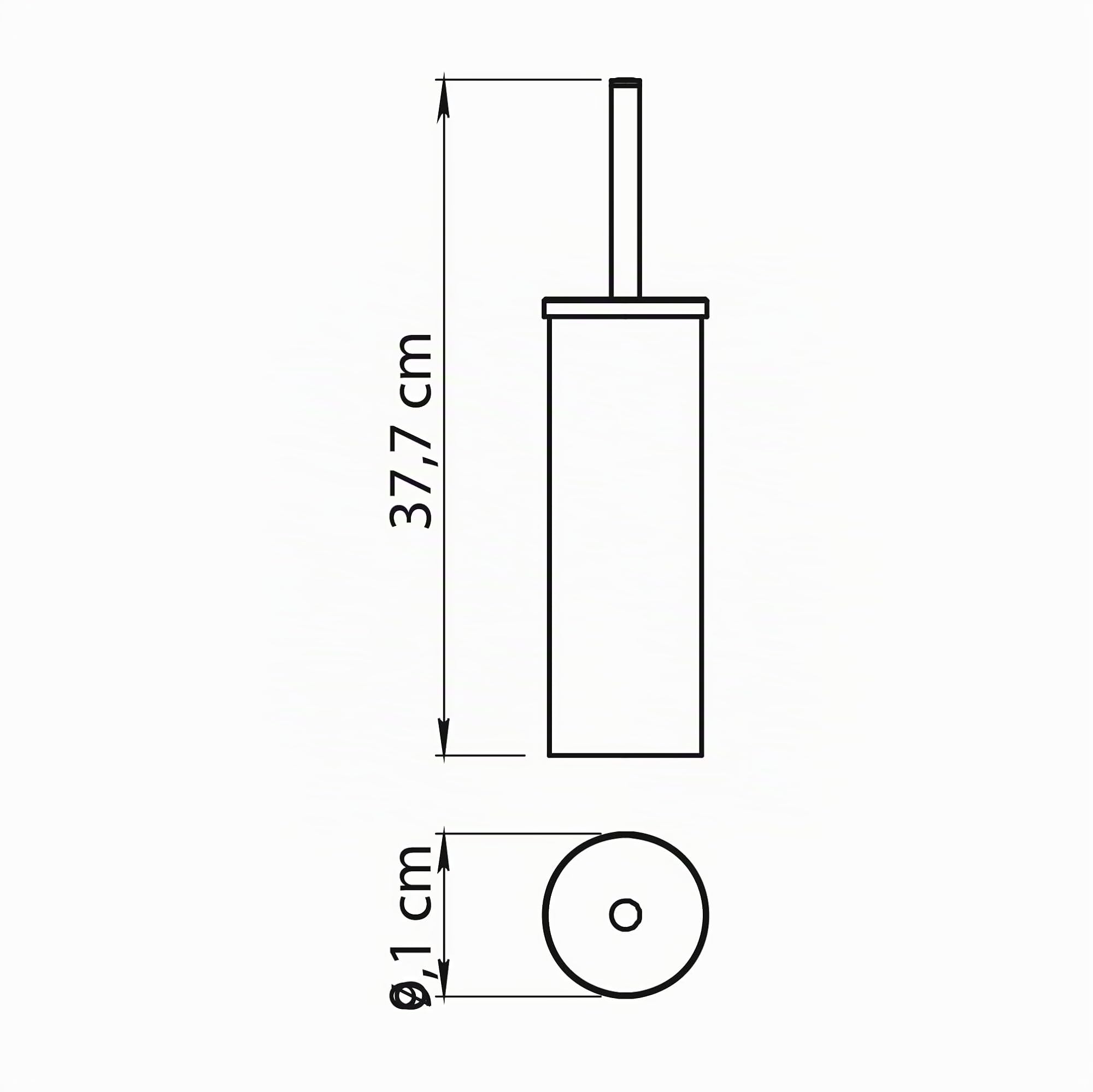 Gedy Tonga Scopino Bagno WC in Acciaio Inox Finitura Lucida, Scopino WC con Ciuffo in Setole Nere di Nylon, Scopino Bagno Base Ø 9,1xH37,7cm con Tazza Interna Estraibile per una Facile Pulizia