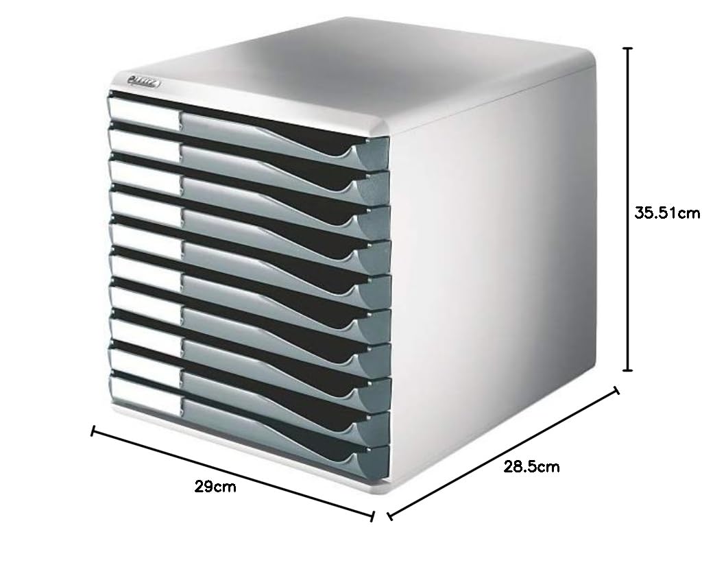 Leitz Post-Set mit 5 Schubladen, Schubladenset zur Aufbewahrung von Dokumenten und Büromaterialien, Schwarz, 52800095