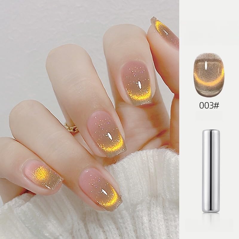 Cat Eye Gel Nail Polish Set with Magnetic Powder, 4 x 15ml Bottles, UV/LED Cured, Long-Lasting 4 Weeks, Stunning Magnetic Effects, DIY Manicure Kit, 01