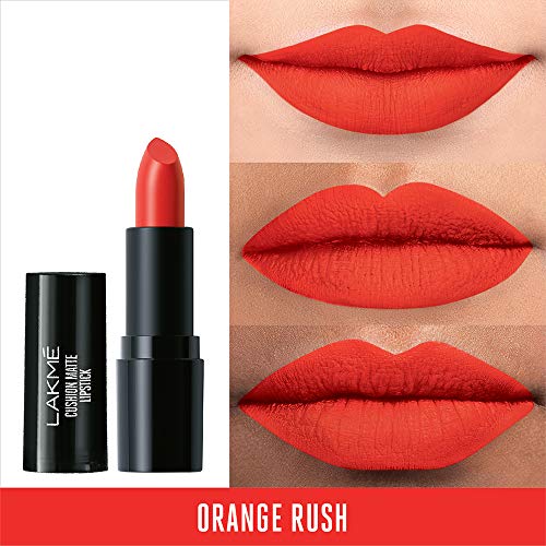 Image of Lakme Cushion Matte Lipstick, Orange Rush, 4.5 g