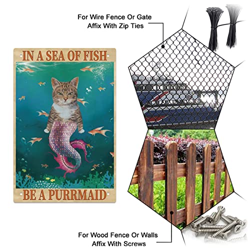 Globleland Vintage Mermaid Cat Metal Iron Sign Plaque Poster Retro Metal Wall Decorative Tin Signs 11.8×7.9Inch For Home Bar Coffee Shop Club Bohemian Room Decoration #TOP3