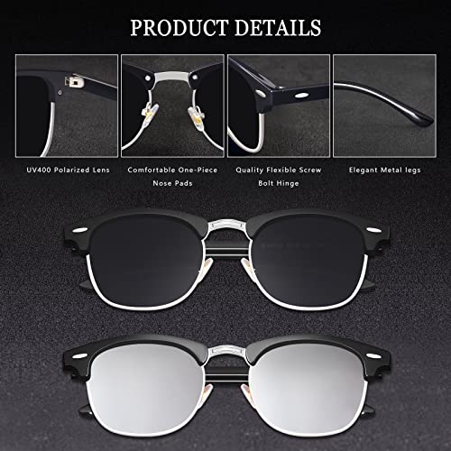 Image of Classic Semi Rimless Polarized Sunglasses for Men Women Half Frame Retro Driving Sun Glasses NP1006