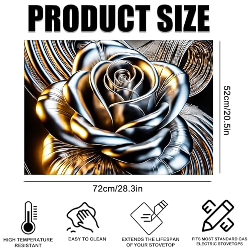 Image of Nuxovilar Stove Top Cover Cooktop Mat 28.3x20.4in Polyester Diatom | Electric Guard Range Countertop Pad Burner Protection Sheet Kitchen Decor Cooking Area Home Styling (Metallic Rose)