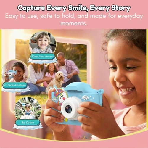 Image of Toy Imagine Unicorn Kids Digital Camera, 48MP Photos, 1080p Video, 2-InchScreen,Rechargeable,Extended Storage,Mini Camera with Games,Filters,Birthday Gift for Kids 6-12,Assorted Card Not Included